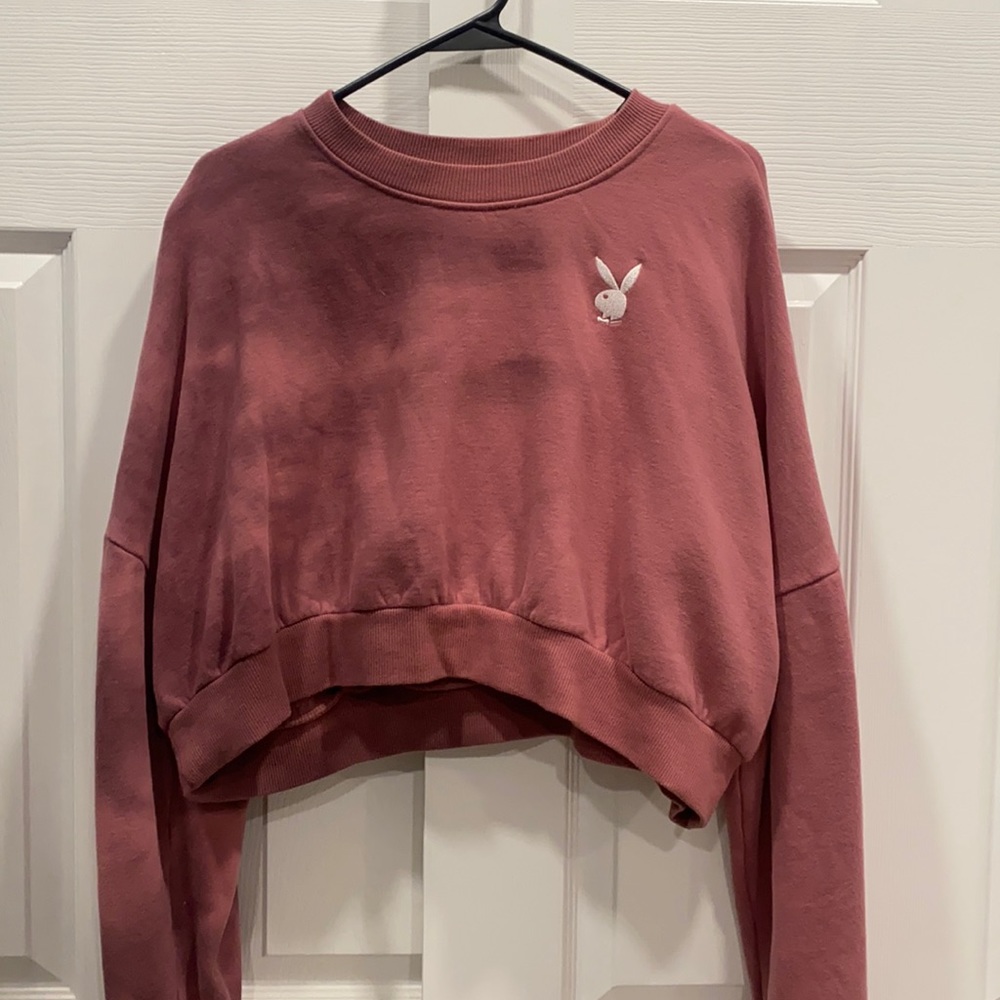 PacSun- cropped tie dye playboy crewneck size:M *good condition*
